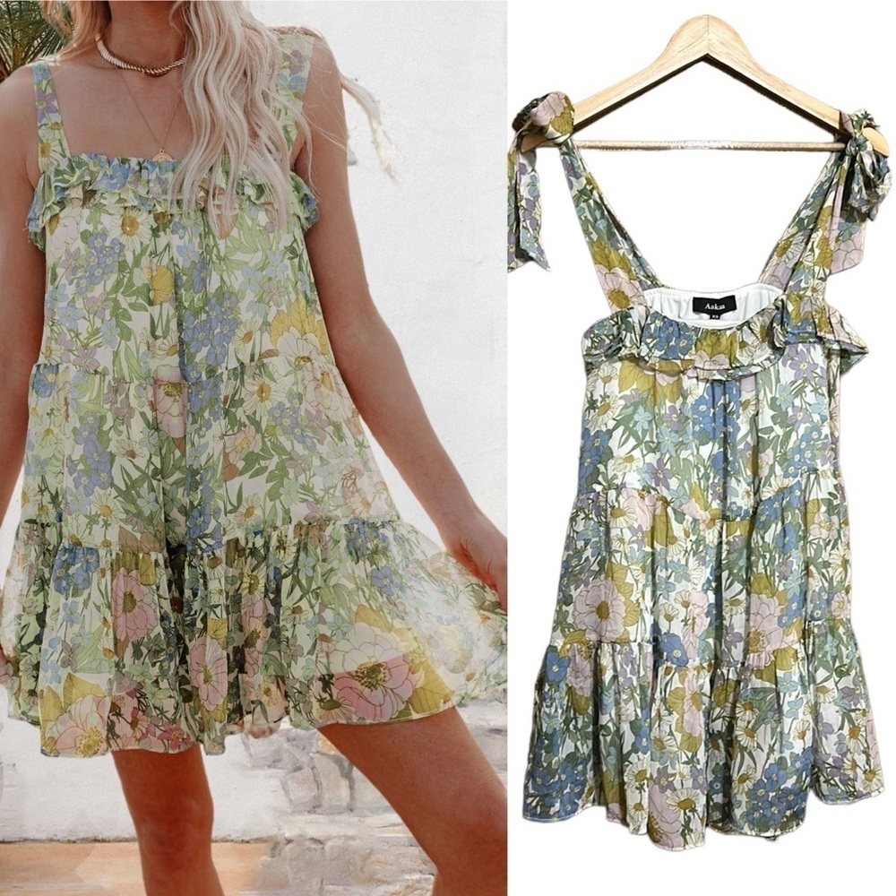 Aakaa Baby Doll Dress Tiered Mini Dress Size XS NWT